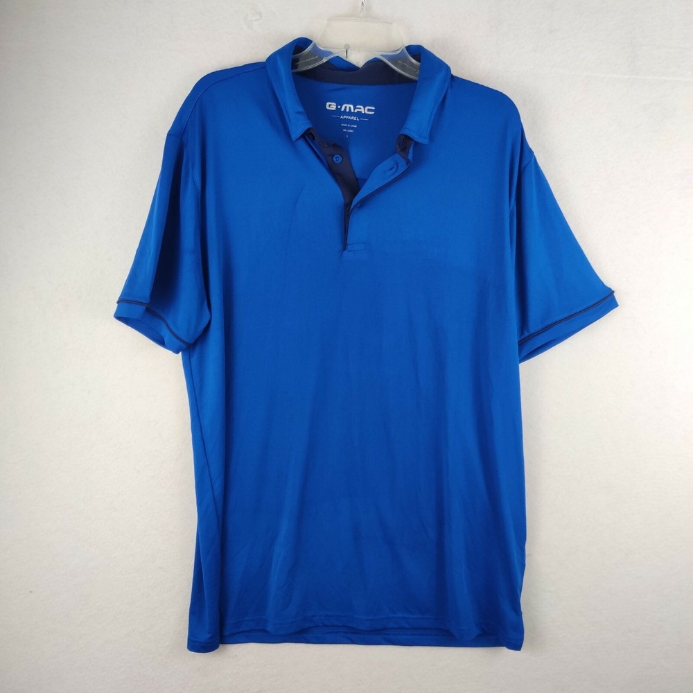 G-Mac Golf Mens Polyester Blend Polo Shirt Blue Size Large